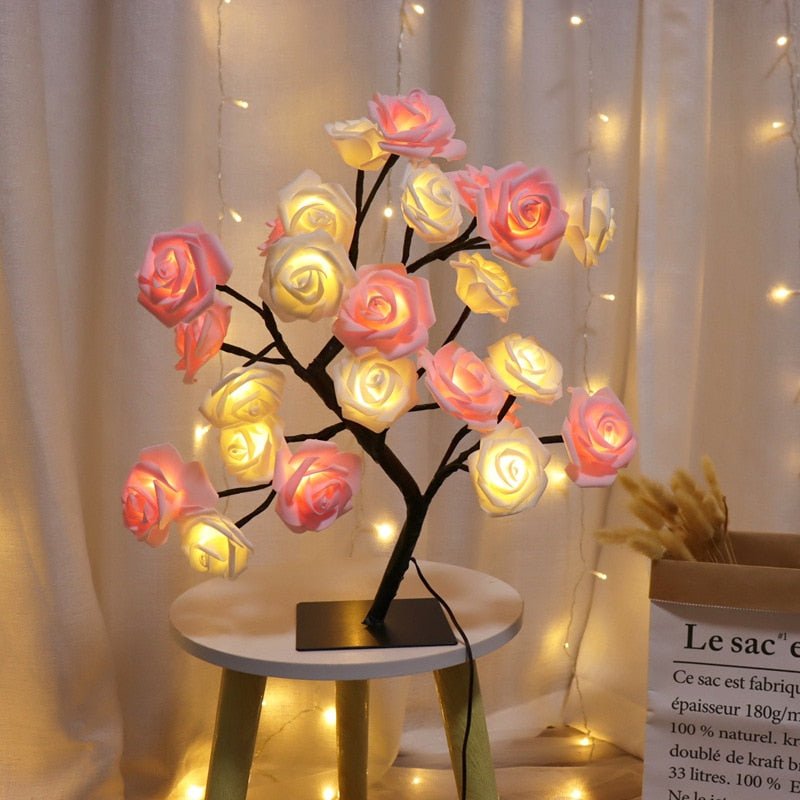 LED Rose Maria - Abajur LED em formato de Árvores com Rosas - achatudostore