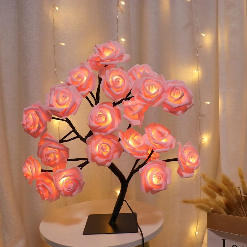 LED Rose Maria - Abajur LED em formato de Árvores com Rosas - achatudostore
